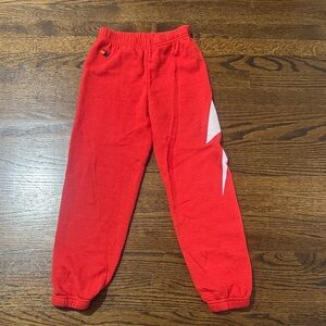 Aviator Nation Kids Red Joggers with White Accents